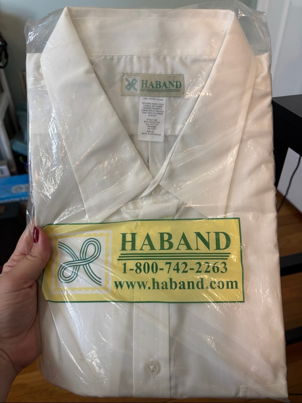 Haband White Men's Dress Shirt - Classic Button-Up